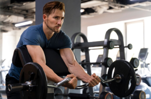 man training at the gym for bodybuilding